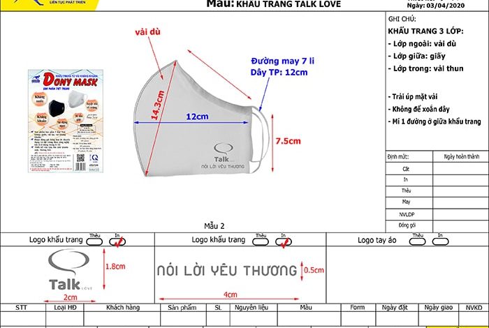 Xưởng May Khẩu Trang Vỉa Kháng Khuẩn &Quot;Talk Love&Quot; Cho Toicanban.net