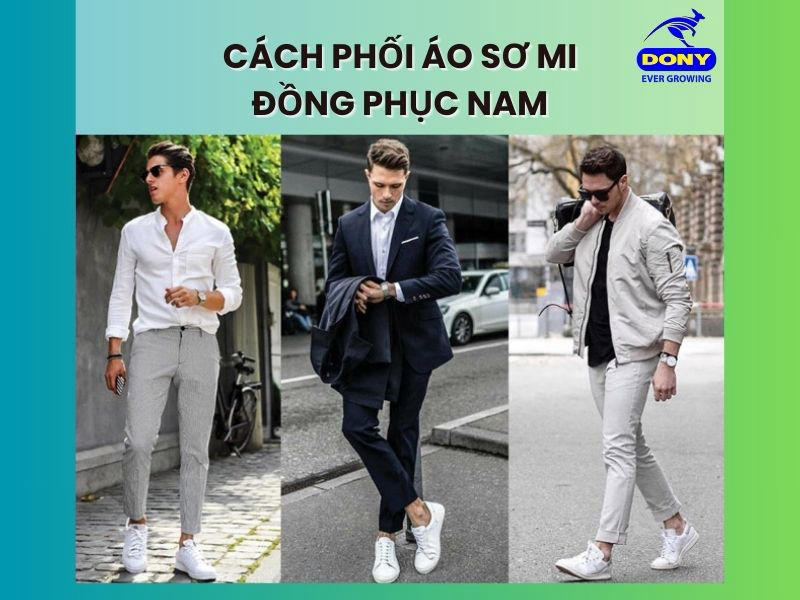 Cách phối áo sơ mi đồng phục nam