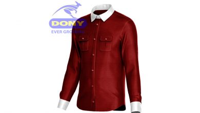 Áo Sơ Mi Đồng Phục Văn Phòng Công Sở Màu Đỏ Phối Trắng Trẻ Trung Chất Liệu Kate Ford Không Nhăn
