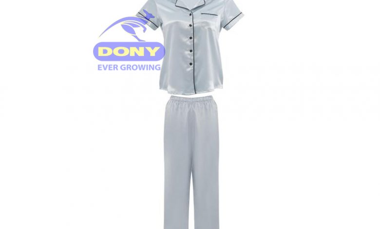 Bộ Pijama Mặc Nhà Nam Nữ Đa Dạng Kiểu Dáng Chất Liệu Vải Lụa Bóng Cao Cấp Thoáng Mát Mỏng Nhẹ Màu Xám Sang Trọng Phối Viền Đen