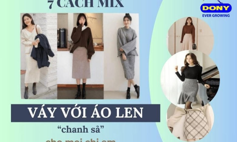 Cách Mix Váy Với Áo Len