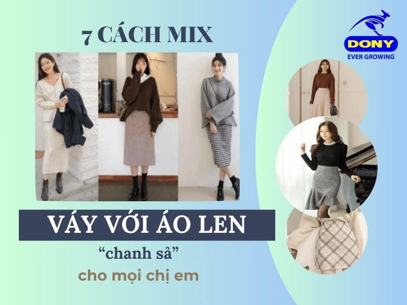 cách mix váy với áo len 