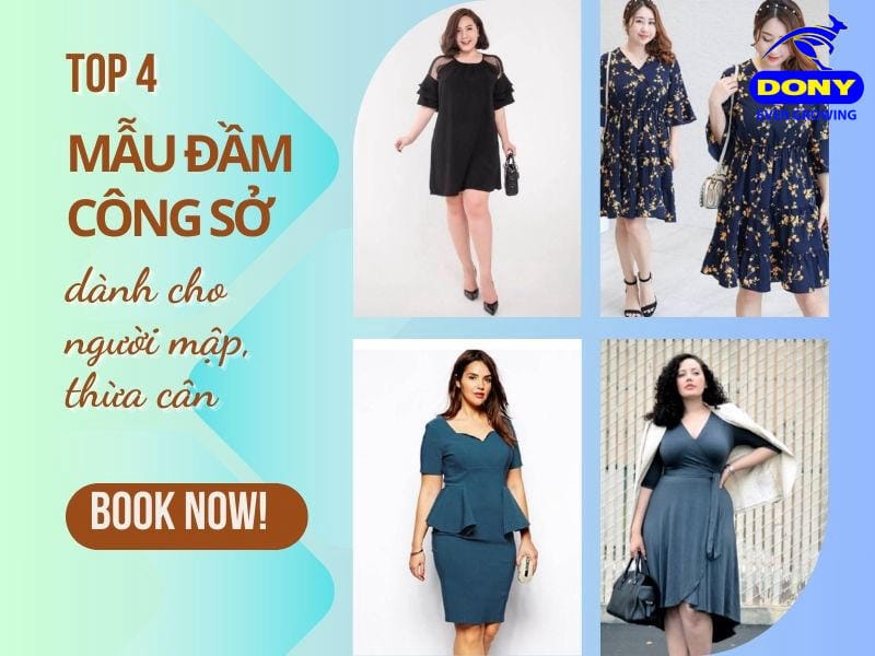 mẫu đầm công sở dành cho người mập, thừa cân