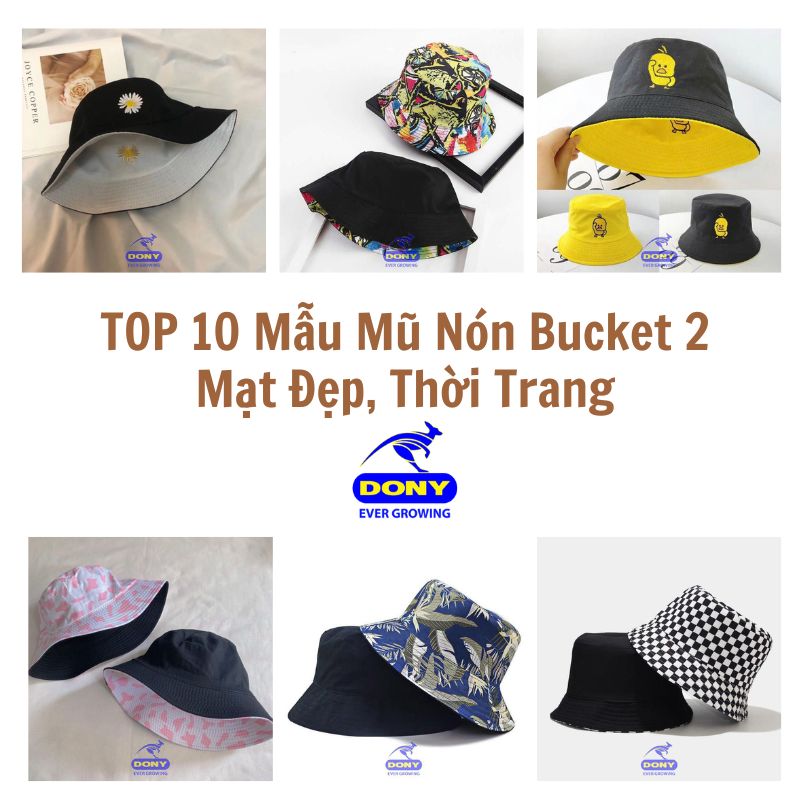 Mẫu Mũ Nón Bucket 2 Mặt