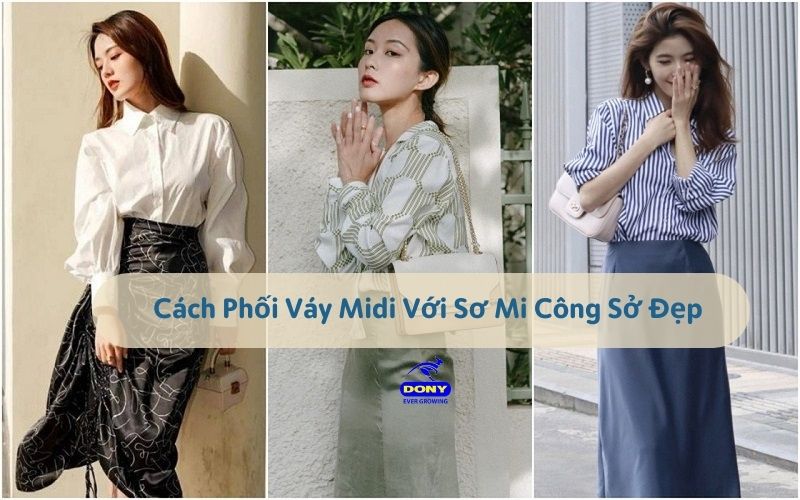 Cách Kết Hợp Chân Váy Midi với Áo Sơ Mi Công Sở Nữ Tính