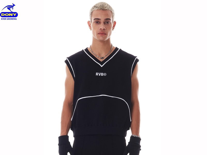 Mẫu 6: Đồng Phục Áo Thun Ba Lỗ Tank Top Đen Viền Trắng