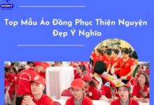 Mẫu 10: Áo Thun Đồng Phục Thiện Nguyện Hồng Tím Phối Xanh Dương