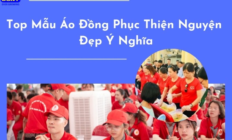 Mẫu 10: Áo Thun Đồng Phục Thiện Nguyện Hồng Tím Phối Xanh Dương