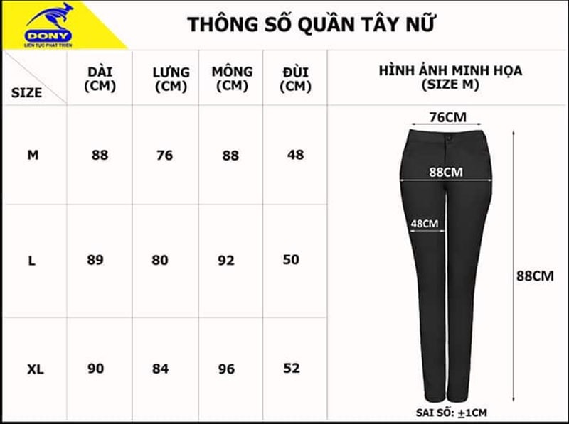 Bảng Size Quần, Váy Nữ