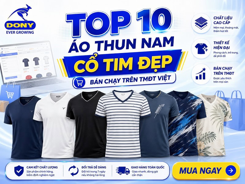 Áo Thun Nam Cổ Tim